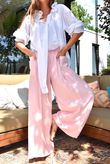 Rustic Nature Linen Blend Pocket Pleat Wide Leg Washed Sugar